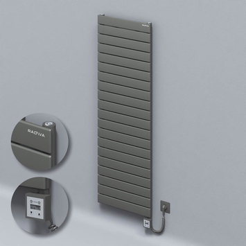Radiva - Type 10H Electric Steel Decorative Radiator 1476x500 Anthracite (KTX3 Thermostat) 1000W Spiral Cable