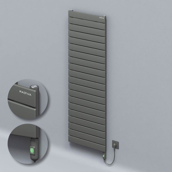 Radiva - Type 10H Electric Steel Decorative Radiator 1476x500 Anthracite (On/Off Button) 900W