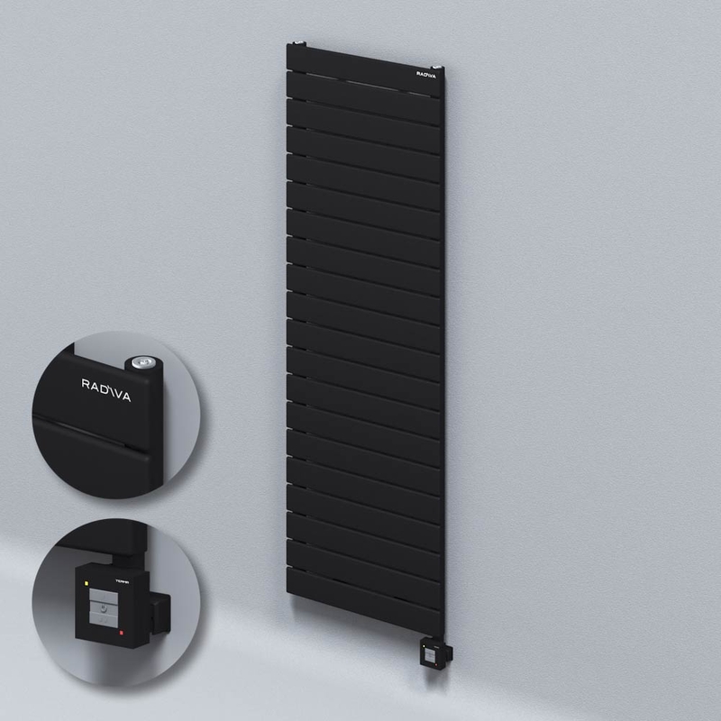 Type 10H Electric Steel Decorative Radiator 1476x500 Black (KTX1 Thermostat) 1000W