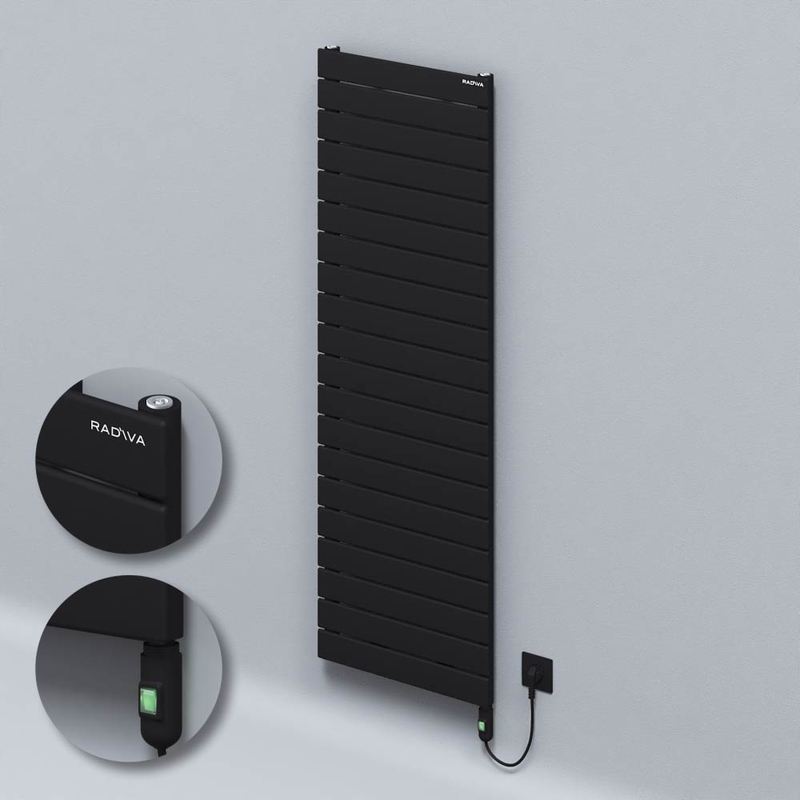 Type 10H Electric Steel Decorative Radiator 1476x500 Black (On/Off Button) 900W