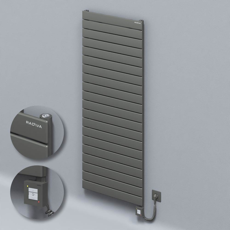 Type 10H Electric Steel Decorative Radiator 1476x600 Anthracite (KTX1 Thermostat) 1000W Spiral Cable