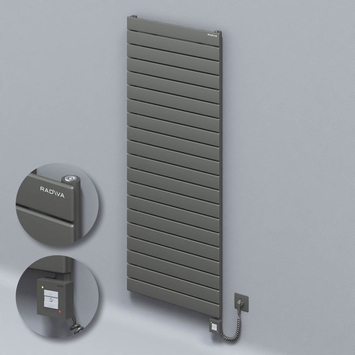 Radiva - Type 10H Electric Steel Decorative Radiator 1476x600 Anthracite (KTX1 Thermostat) 1000W Spiral Cable