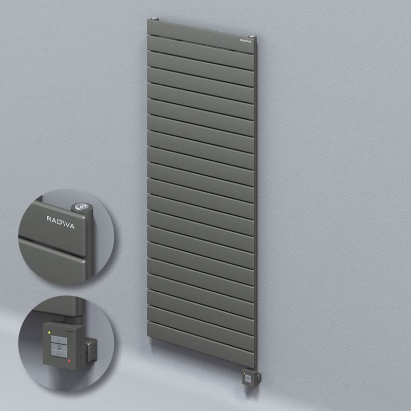 Type 10H Electric Steel Decorative Radiator 1476x600 Anthracite (KTX1 Thermostat) 1000W