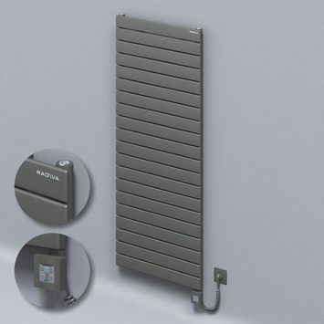 Radiva - Type 10H Electric Steel Decorative Radiator 1476x600 Anthracite (KTX4 Thermostat) 1000W Spiral Cable