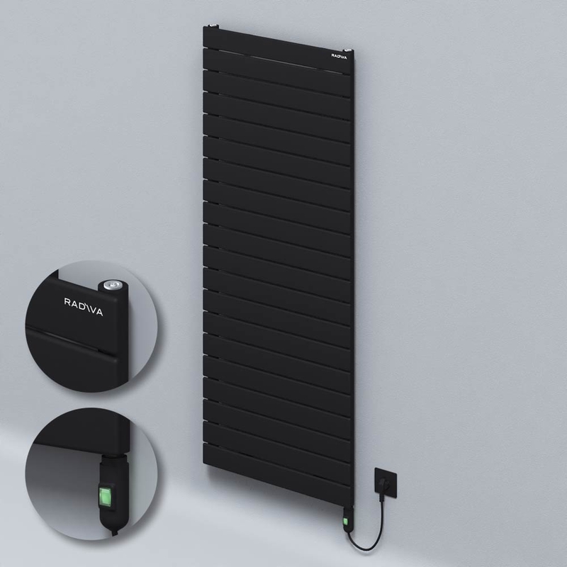 Type 10H Electric Steel Decorative Radiator 1476x600 Black (On/Off Button) 900W