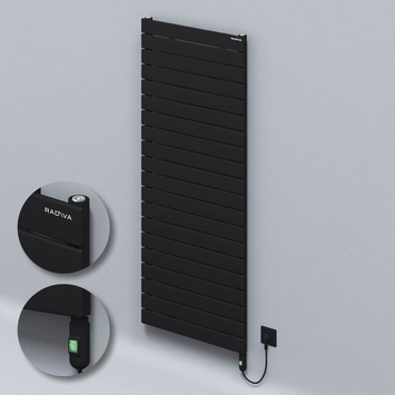 Radiva - Type 10H Electric Steel Decorative Radiator 1476x600 Black (On/Off Button) 900W
