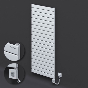 Radiva - Type 10H Electric Steel Decorative Radiator 1476x600 White (KTX1 Thermostat) 1000W Spiral Cable