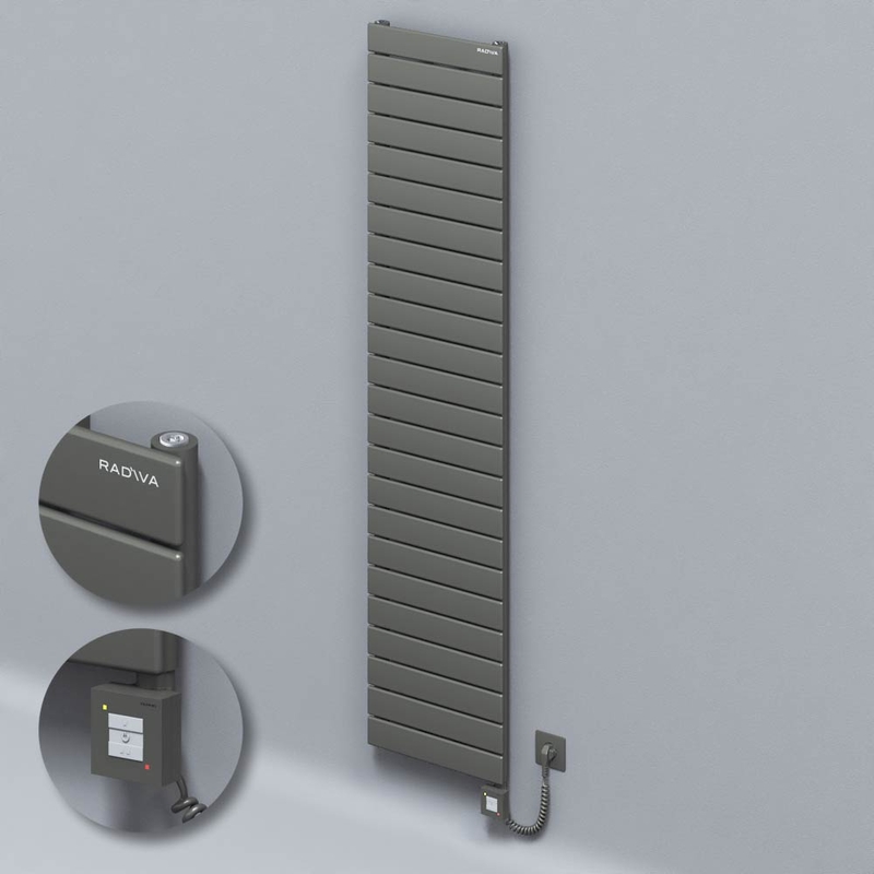 Type 10H Electric Steel Decorative Radiator 1772x400 Anthracite (KTX1 Thermostat) 1000W Spiral Cable