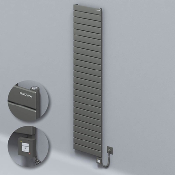 Radiva - Type 10H Electric Steel Decorative Radiator 1772x400 Anthracite (KTX1 Thermostat) 1000W Spiral Cable
