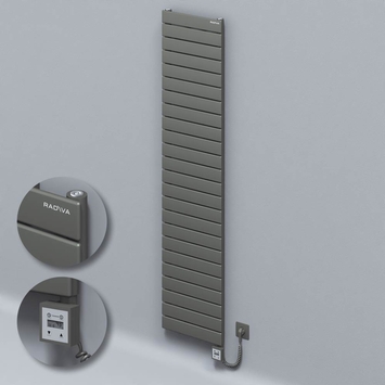 Radiva - Type 10H Electric Steel Decorative Radiator 1772x400 Anthracite (KTX3 Thermostat) 1000W Spiral Cable