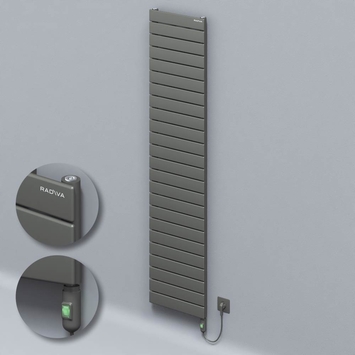 Radiva - Type 10H Electric Steel Decorative Radiator 1772x400 Anthracite (On/Off Button) 900W
