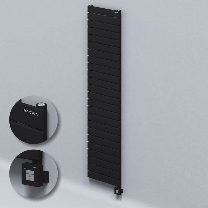 Type 10H Electric Steel Decorative Radiator 1772x400 Black (KTX1 Thermostat) 1000W