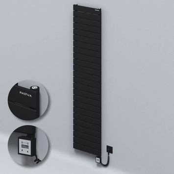 Radiva - Type 10H Electric Steel Decorative Radiator 1772x400 Black (KTX3 Thermostat) 1000W Spiral Cable