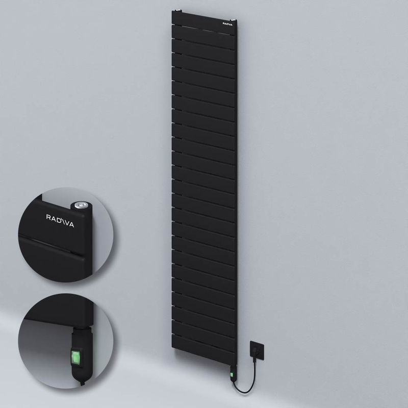 Type 10H Electric Steel Decorative Radiator 1772x400 Black (On/Off Button) 900W