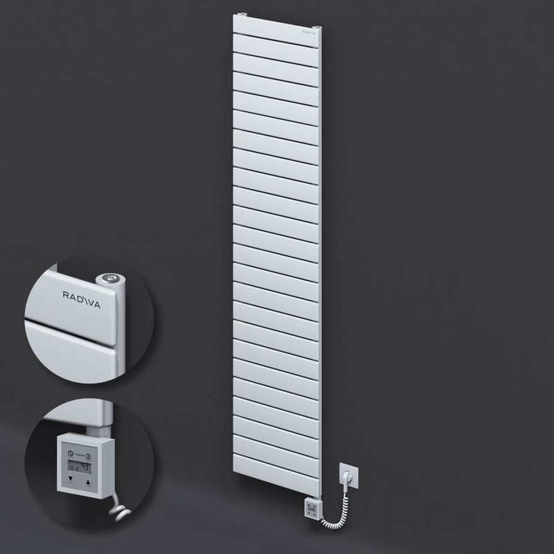 Type 10H Electric Steel Decorative Radiator 1772x400 White (KTX3 Thermostat) 1000W Spiral Cable