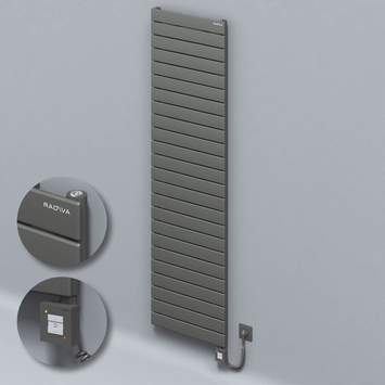 Radiva - Type 10H Electric Steel Decorative Radiator 1772x500 Anthracite (KTX1 Thermostat) 1000W Spiral Cable