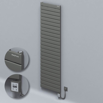 Radiva - Type 10H Electric Steel Decorative Radiator 1772x500 Anthracite (KTX3 Thermostat) 1000W Spiral Cable