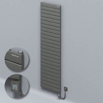 Radiva - Type 10H Electric Steel Decorative Radiator 1772x500 Anthracite (KTX4 Thermostat) 1000W Spiral Cable