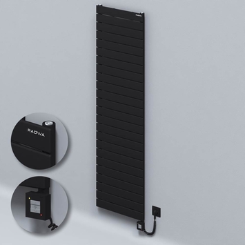  - Type 10H Electric Steel Decorative Radiator 1772x500 Black (KTX1 Thermostat) 1000W Spiral Cable