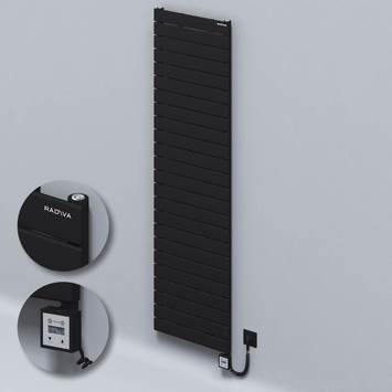 Radiva - Type 10H Electric Steel Decorative Radiator 1772x500 Black (KTX3 Thermostat) 1000W Spiral Cable