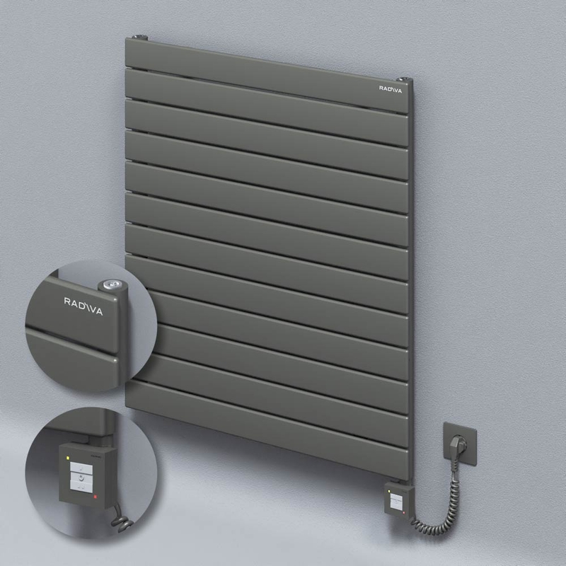 Type 10H Electric Steel Decorative Radiator 884x800 Anthracite (KTX1 Thermostat) 1000W Spiral Cable