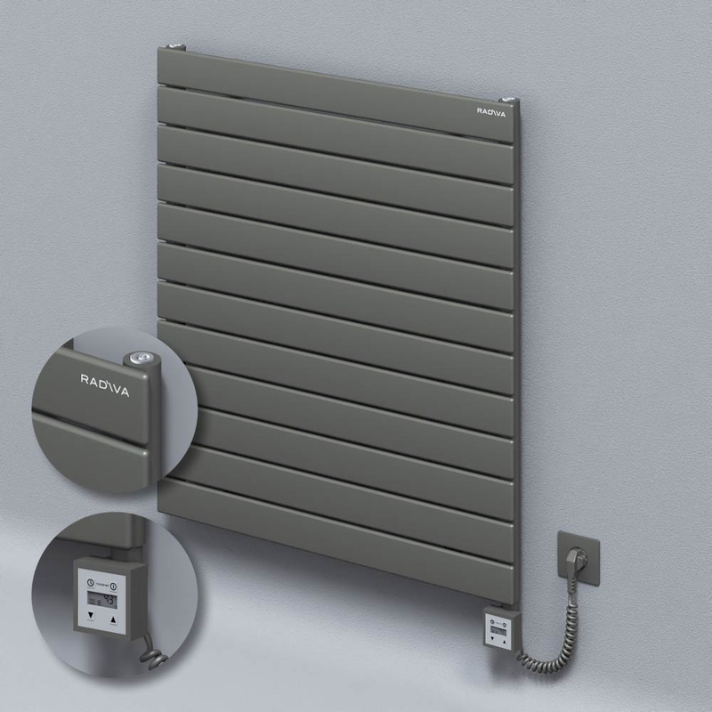 Type 10H Electric Steel Decorative Radiator 884x800 Anthracite (KTX3 Thermostat) 1000W Spiral Cable