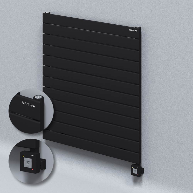 Type 10H Electric Steel Decorative Radiator 884x800 Black (KTX1 Thermostat) 1000W