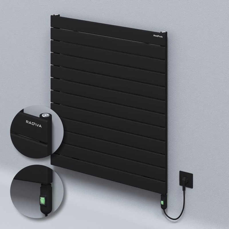 Type 10H Electric Steel Decorative Radiator 884x800 Black (On/Off Button) 900W