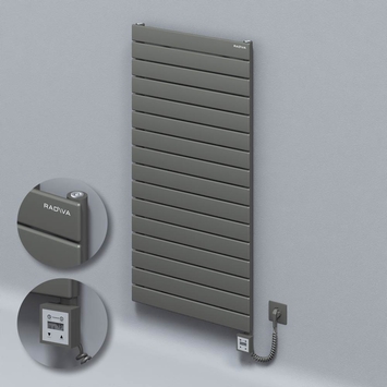 Radiva - Type 10H Electric Steel Radiateur Décoratif 1180x600 Anthracite (KTX3 Thermostat) 1000W Câble spiralé
