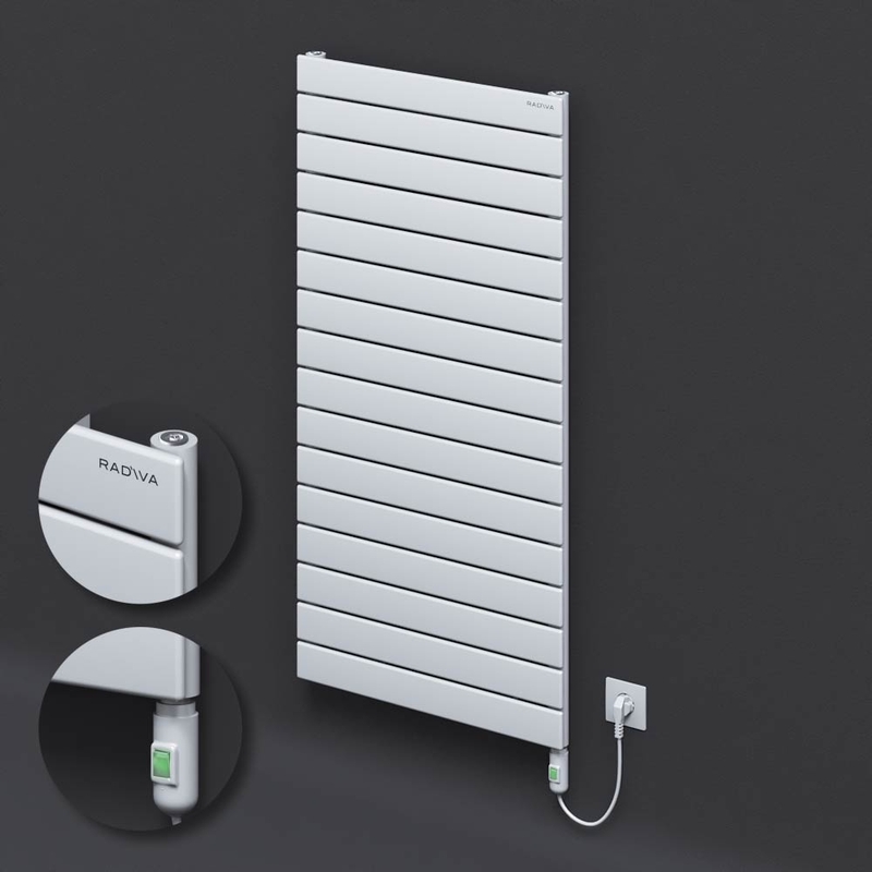 Type 10H Electric Steel Radiateur Décoratif 1180x600 Blanc (Bouton Marche/Arrêt) 900W