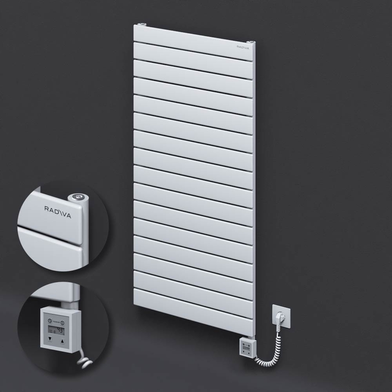 Type 10H Electric Steel Radiateur Décoratif 1180x600 Blanc (KTX3 Thermostat) 1000W Câble spiralé