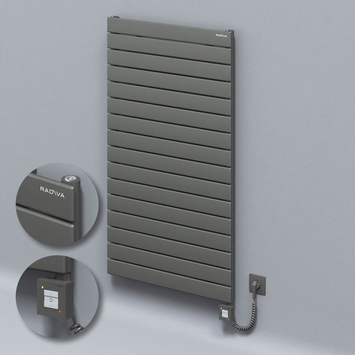  - Type 10H Electric Steel Radiateur Décoratif 1180x700 Anthracite (KTX1 Thermostat) 1000W Câble spiralé