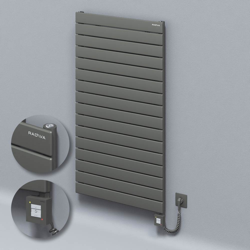 Type 10H Electric Steel Radiateur Décoratif 1180x700 Anthracite (KTX1 Thermostat) 1000W Câble spiralé