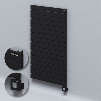Radiva - Type 10H Electric Steel Radiateur Décoratif 1180x700 Noir (KTX1 Thermostat) 1000W