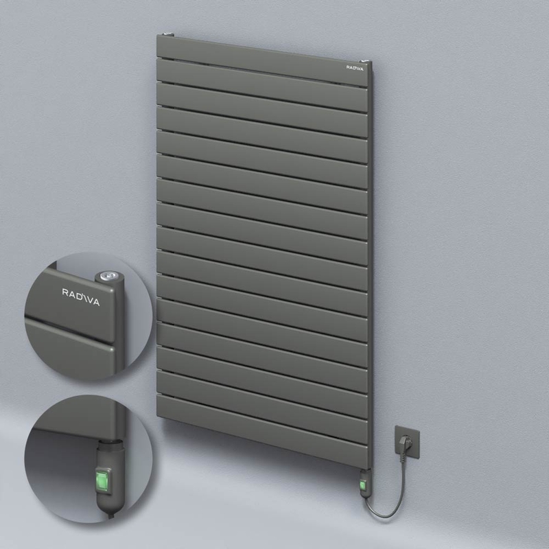 Type 10H Electric Steel Radiateur Décoratif 1180x800 Anthracite (Bouton Marche/Arrêt) 1200W