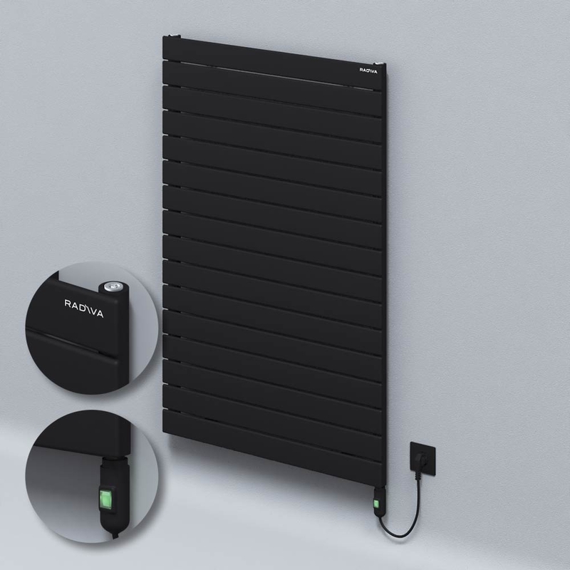 Type 10H Electric Steel Radiateur Décoratif 1180x800 Noir (Bouton Marche/Arrêt) 1200W