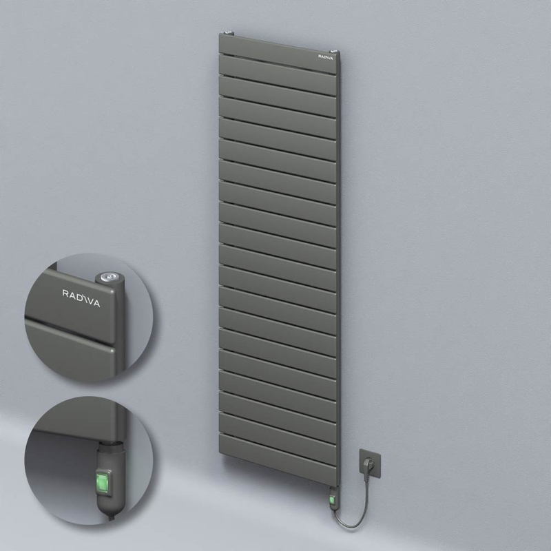 Type 10H Electric Steel Radiateur Décoratif 1476x500 Anthracite (Bouton Marche/Arrêt) 900W