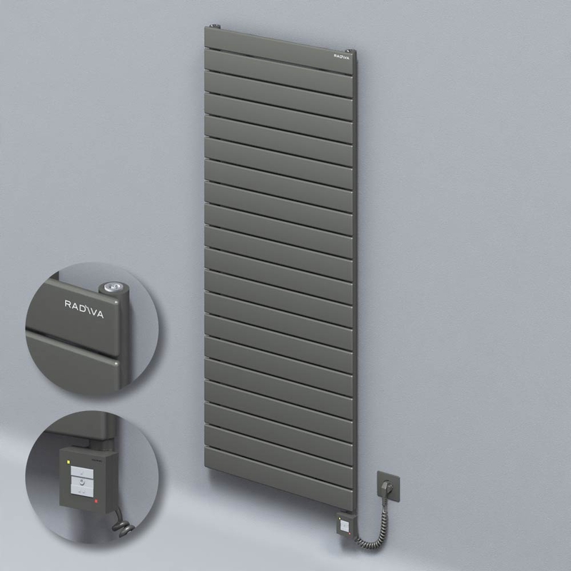 Type 10H Electric Steel Radiateur Décoratif 1476x600 Anthracite (KTX1 Thermostat) 1000W Câble spiralé