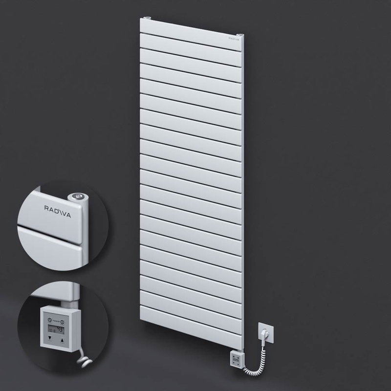 Type 10H Electric Steel Radiateur Décoratif 1476x600 Blanc (KTX3 Thermostat) 1000W Câble spiralé