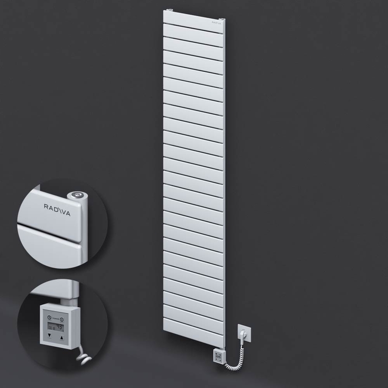 Type 10H Electric Steel Radiateur Décoratif 1772x400 Blanc (KTX3 Thermostat) 1000W Câble spiralé