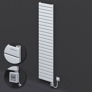 Radiva - Type 10H Electric Steel Radiateur Décoratif 1772x400 Blanc (KTX3 Thermostat) 1000W Câble spiralé