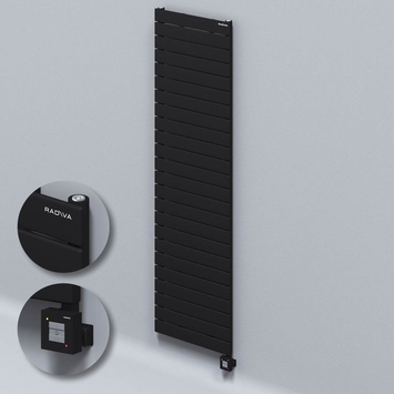 Radiva - Type 10H Electric Steel Radiateur Décoratif 1772x500 Noir (KTX1 Thermostat) 1000W