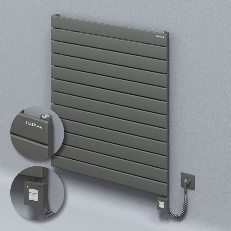 Type 10H Electric Steel Radiateur Décoratif 884x800 Anthracite (KTX1 Thermostat) 1000W Câble spiralé