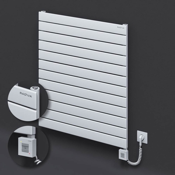 Radiva - Type 10H Electric Steel Radiateur Décoratif 884x800 Blanc (KTX1 Thermostat) 1000W Câble spiralé