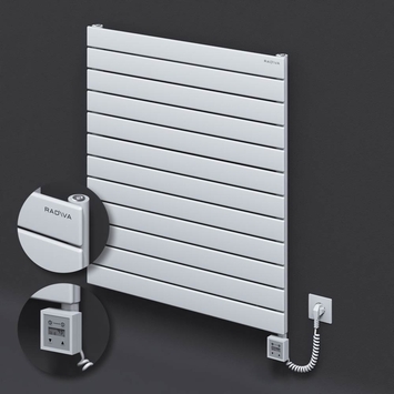 Radiva - Type 10H Electric Steel Radiateur Décoratif 884x800 Blanc (KTX3 Thermostat) 1000W Câble spiralé