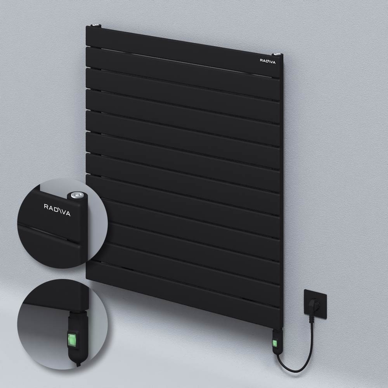 Type 10H Electric Steel Radiateur Décoratif 884x800 Noir (Bouton Marche/Arrêt) 900W