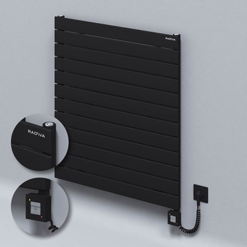 Radiva - Type 10H Electric Steel Radiateur Décoratif 884x800 Noir (KTX1 Thermostat) 1000W Câble spiralé