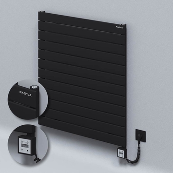 Radiva - Type 10H Electric Steel Radiateur Décoratif 884x800 Noir (KTX3 Thermostat) 1000W Câble spiralé