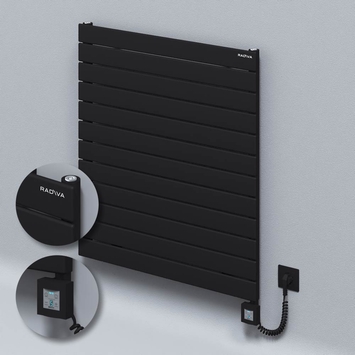 Radiva - Type 10H Electric Steel Radiateur Décoratif 884x800 Noir (KTX4 Thermostat) 1000W Câble spiralé