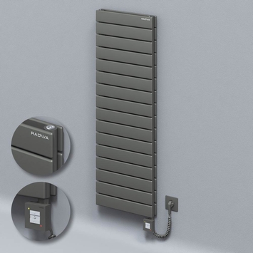 Radiva - Type 20H Electric Steel Decorative Radiator 1180x400 Anthracite (KTX1 Thermostat) 1000W Spiral Cable